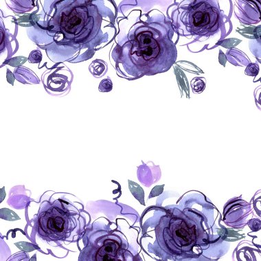 Şirin suluboya çiçek çerçeve. 