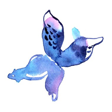 Mavi renklerde suluboya kelebek