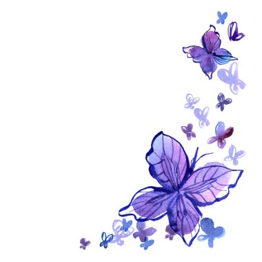 Kelebek ile suluboya arka plan