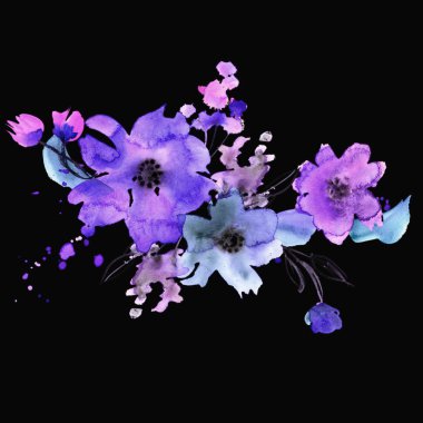 Şirin suluboya el çiçek boyalı