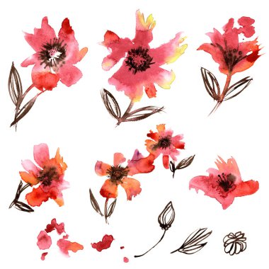 Suluboya el soyut bahar boyalı