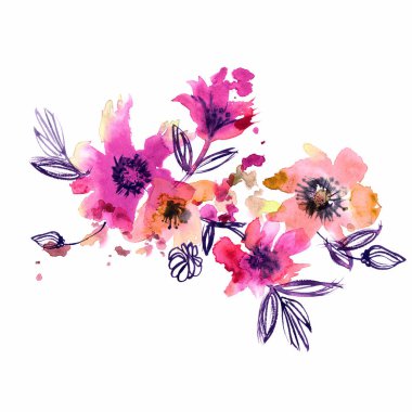 Suluboya el soyut bahar boyalı