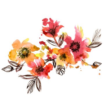 Suluboya el soyut bahar boyalı