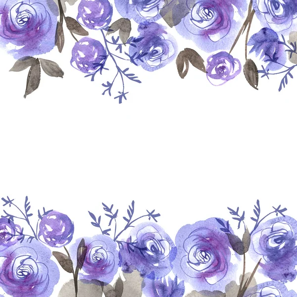 Cute watercolor flower frame. Background — Stock Photo, Image