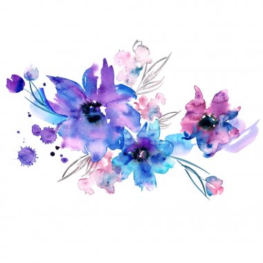 Şirin suluboya el çiçek boyalı.