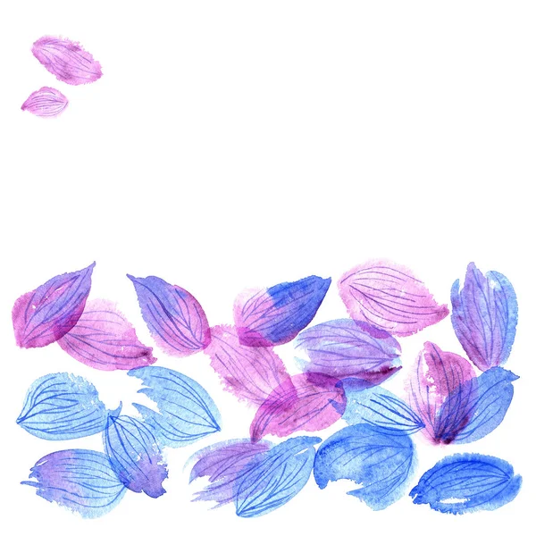 Aquarela pintado à mão azul e — Fotografia de Stock