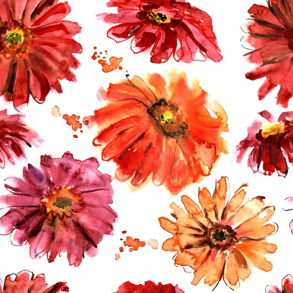 Hand painted watercolor seamless floral — Stock Photo, Image