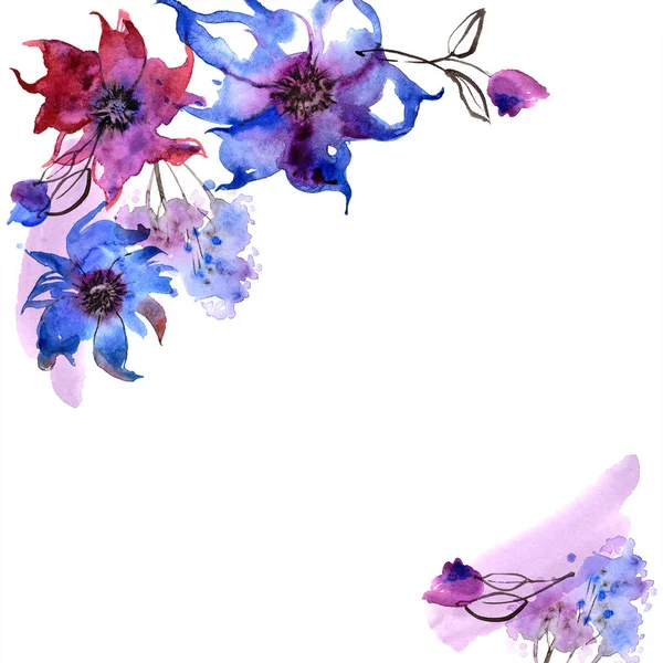 Симпатичные акварельные цветы, расписанные вручную — стоковое фото