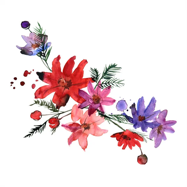 Акварель раскрашены вручную абстрактные элементы цветок для приглашения, свадебная открытка, открытка на день рождения — стоковое фото