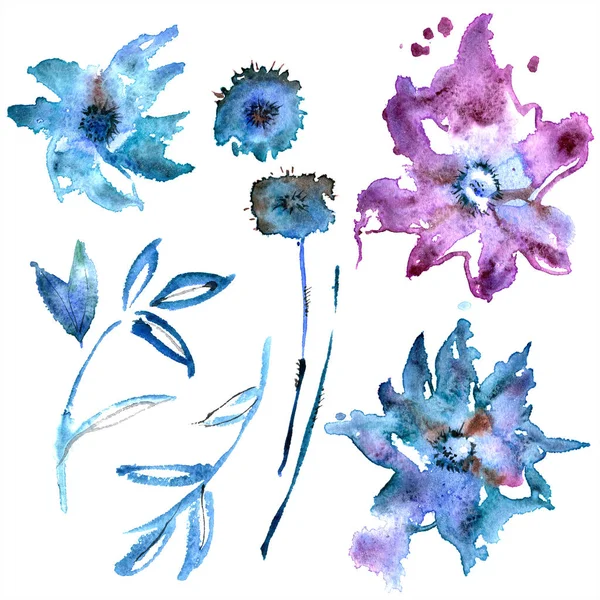 Χαριτωμένο ακουαρέλα χέρι ζωγραφισμένα λουλούδια. Πρόσκληση. Κάρτα γάμου. Κάρτα γενεθλίων — Φωτογραφία Αρχείου