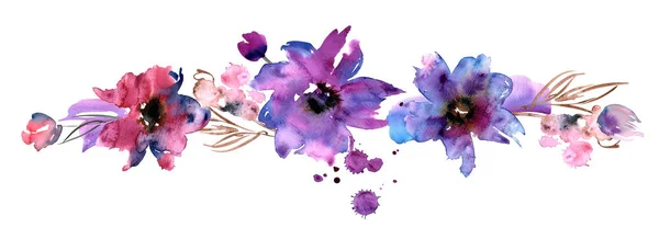 Mignon aquarelle peinte à la main bordure de fleur. Invitation. Carte de mariage. Carte d'anniversaire . — Photo