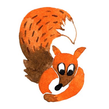 Şirin suluboya el beyaz izole fox boyalı