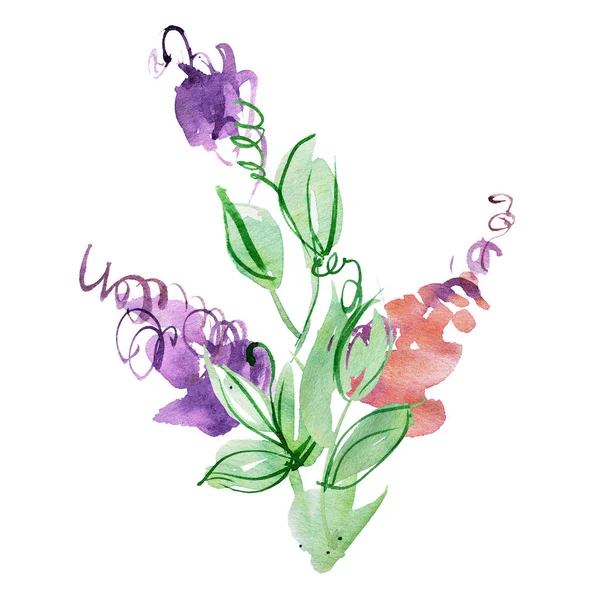 수채화 손으로 그린 추상 보라색 꽃. 디자인에 대 한 요소 — 스톡 사진