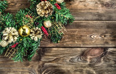  Noel çerçeve ahşap arka plan süsler ile