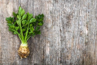 Kök kereviz yaprakları, Tepegöz, yerel Pazar, çiftlik taze ürün, organik gıda vejetaryen diyet sebze ile