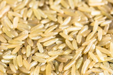 Ham kahverengi pirinç arka plan, seçici odak