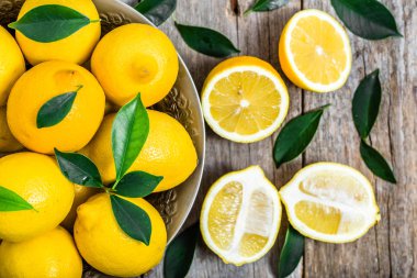 Taze limon piyasa tablo, üstten görünüm