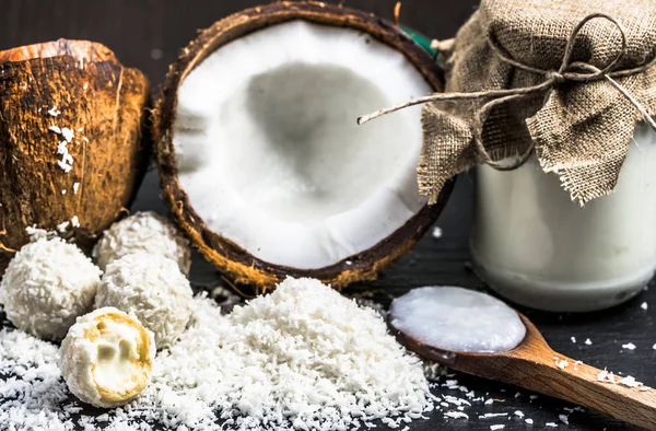 Fresh coconut and coconut products: coconut oil and coconut ball