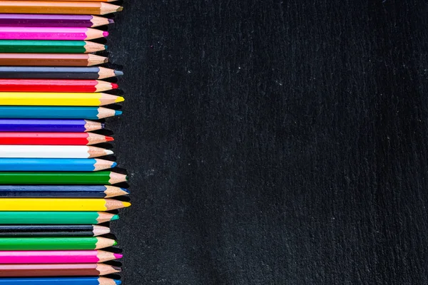 Színes ceruzák keret, háttér, fekete, másol hely — Stock Fotó