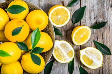 Taze limon piyasa tablo, üstten görünüm