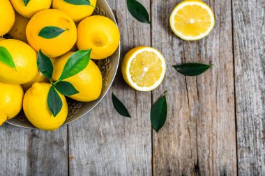 Taze limon piyasa tablo, üstten görünüm