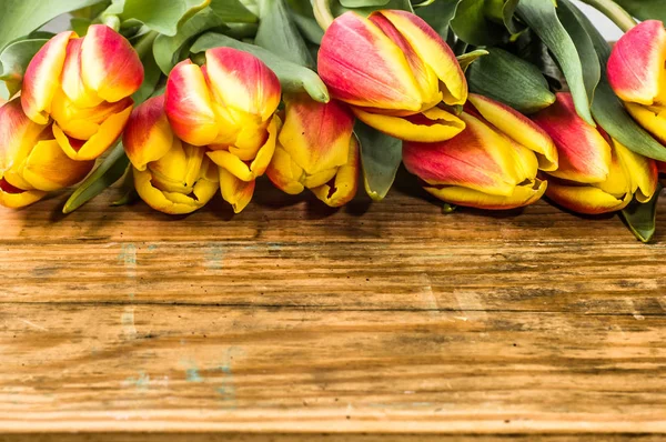 El ramo de los tulipanes, el fondo primaveral para el día de la mujer - 8 marcha o la tarjeta para el día de la madre — Foto de Stock