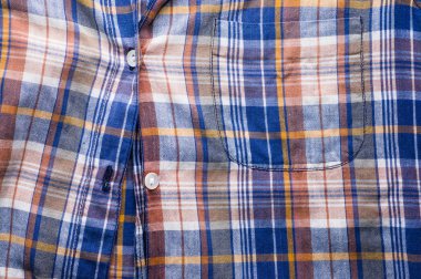 Kareli gömlek, closeup arka plan olarak yararlı fastener Tekstil doku