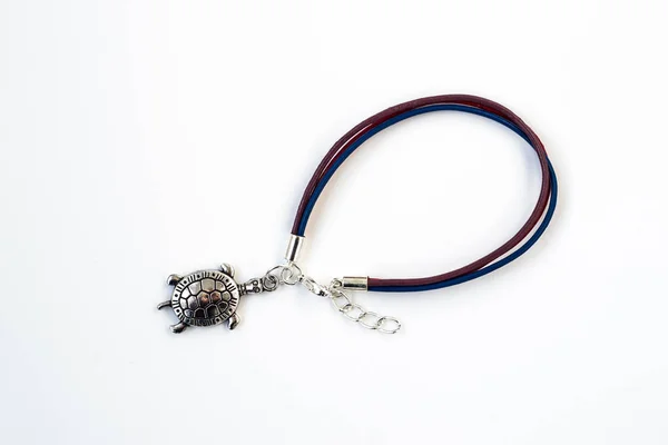 Youth bracelet made with leather and crystal glass, female jewelry and fashion — Stock Photo, Image