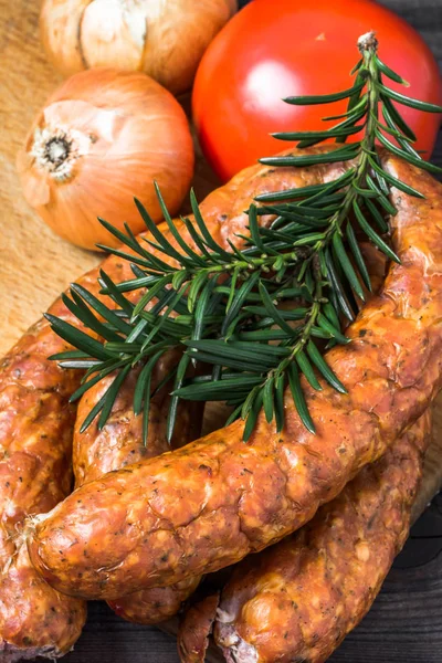 Embutido de cerdo con carne seca ahumada — Foto de Stock