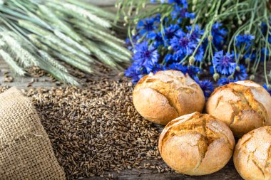 Taze ekmek rulo veya ekmeği, ekmek fırınları için arka planlar
