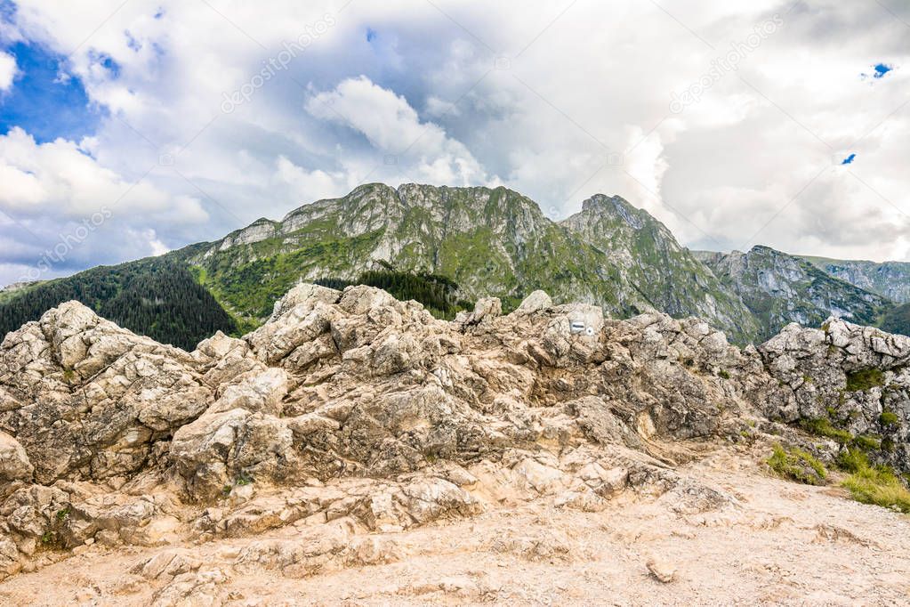 Panoramic mountain landscape, top with rocks, Tatra Mountain