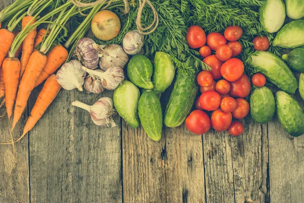新鮮な野菜、平面図、健康的な食事、地元の農業からビーガン フード — ストック写真