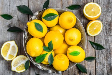 Taze limon piyasa tablo, üstten görünüm