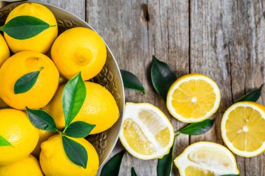 Taze limon piyasa tablo, üstten görünüm
