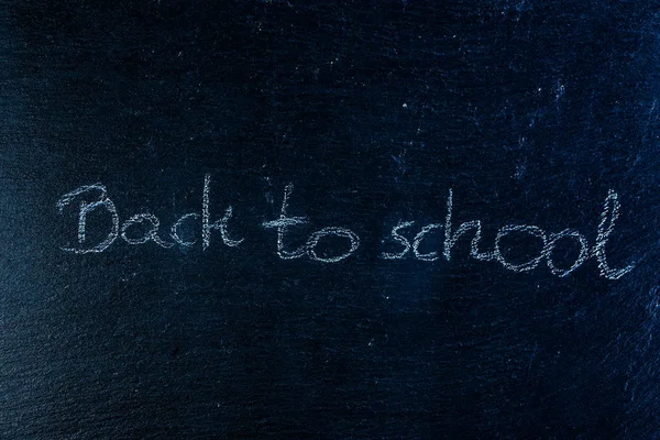 Back to school text on black chalkboard — Stock Photo, Image