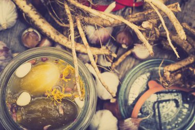 Tuzlu salatalık - turşu yemek ev yapımı korunmuş kavanoza