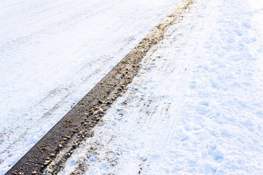 Kar kış ve kaldırım, doku de yol ile arka plan