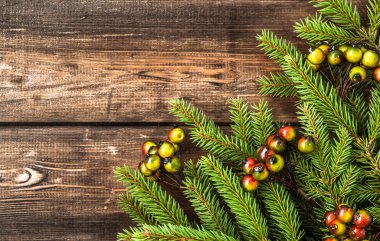 Yeşil çam çerçeve, Noel arka plan, kopya alanı