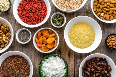 Kahvaltı, Masa, Gıda seçimi, vejetaryen diyet kavramı üzerinde sağlıklı superfood maddeler