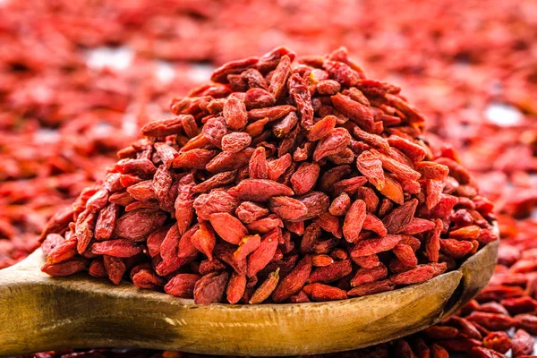 Dried goji berry, dry fruit of red berries, chinese medicine, healthy food and full of vitamin superfood concept