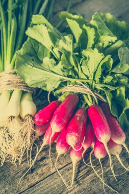 Demet-in turp ve soğan, yeşil sebzeler, yerel pazar çiftlik masaya üretmek