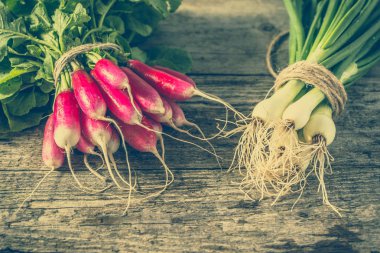 Demet-in turp ve soğan, yeşil sebzeler, yerel pazar çiftlik masaya üretmek