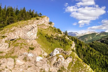 Tatra Dağları görünümü, orman ve dağ kayalar