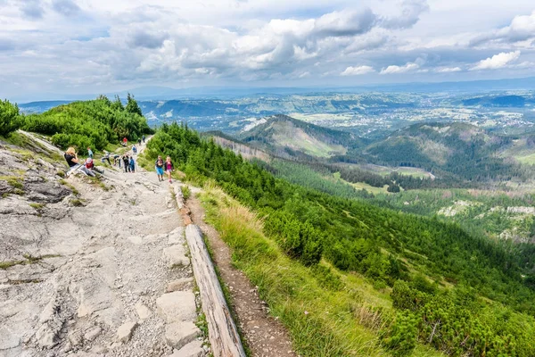 Zakopane Poland August 2016 Group Hikers Hiking Trail Trekking Tatra — Stock Photo, Image