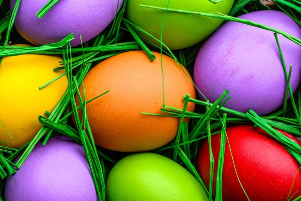 彩色彩蛋, 复活节背景 — 图库照片