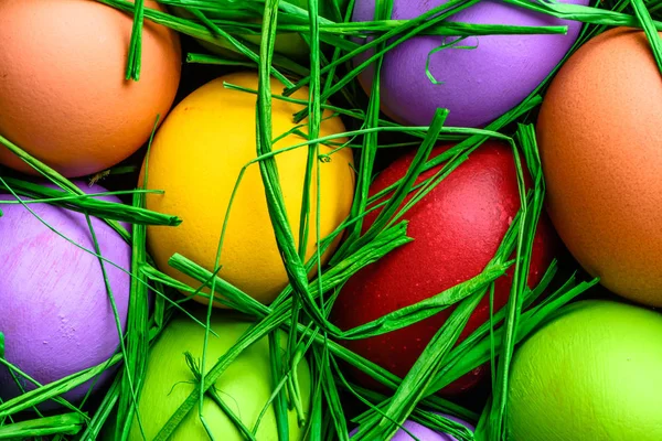 五颜六色的复活节彩蛋, 背景画彩蛋, 质地 — 图库照片