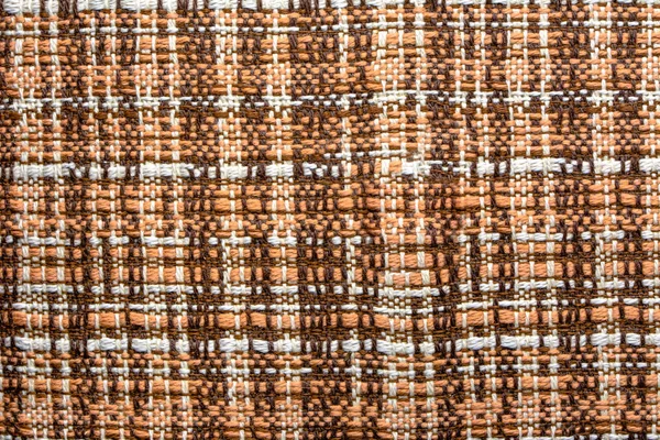 Brązowa tekstura tkane, tło włókienniczych, kratka — Zdjęcie stockowe