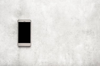 Siyah ekran smartphone, akıllı cep telefonu, üstten görünüm