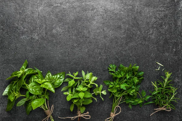 Bunch of herb, freshly harvested mix of herbs from the garden