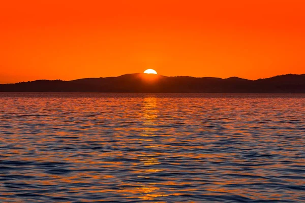 Hintergrund Mit Landschaft Von Sonnenuntergang Über Dem Meer Malerischer Blick — Stockfoto